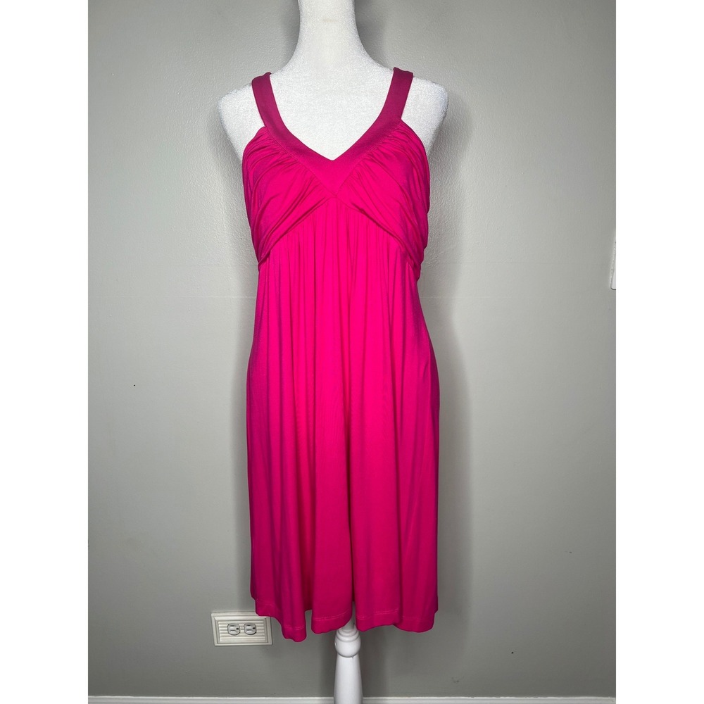 Calvin Klein Hot‎ Pink Empire Waist Jersey Knit Dress Sleeveless Stretch Size 10